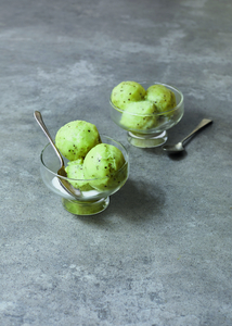 Kiwi and Honeydew Sorbet with Cashew Milk. Photography: Luke Albert