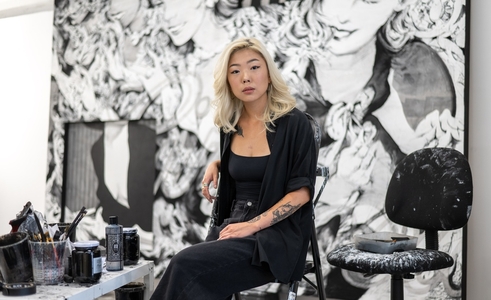 Anna Park in her studio, September 2024 photography Nir Arieli.