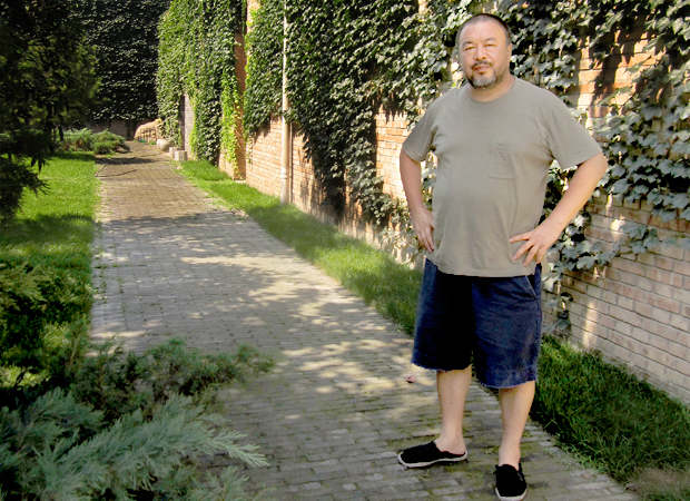 The artist outside his house in Beijing, last weekend