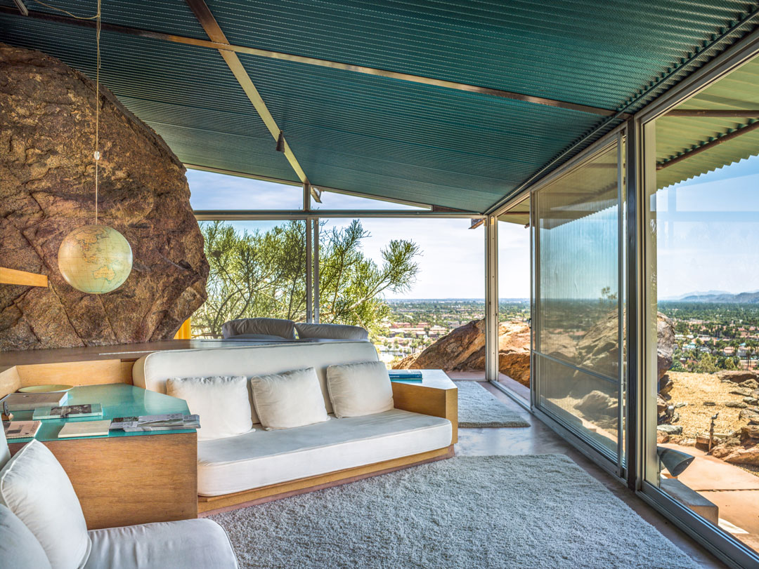 Albert Frey (designer and client) Frey House II, living room, Palm Springs, CA, USA, completed 1964. Photo  by Darren Bradley