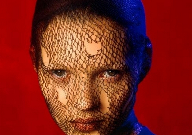 Detail from Kate Moss in Torn Veil, Marrakech, 1993 by Albert Watson