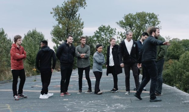 Redzepi (far right) and the Noma staff on the roof of their new property